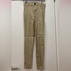 Zara Stylish Tan Skinny Pants with Zipper at bottom